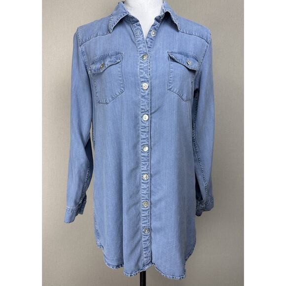 Soft Surroundings Shirt Top Womens Sz S Tencel Lyocell Button Up Long Sleeve - Picture 1 of 16